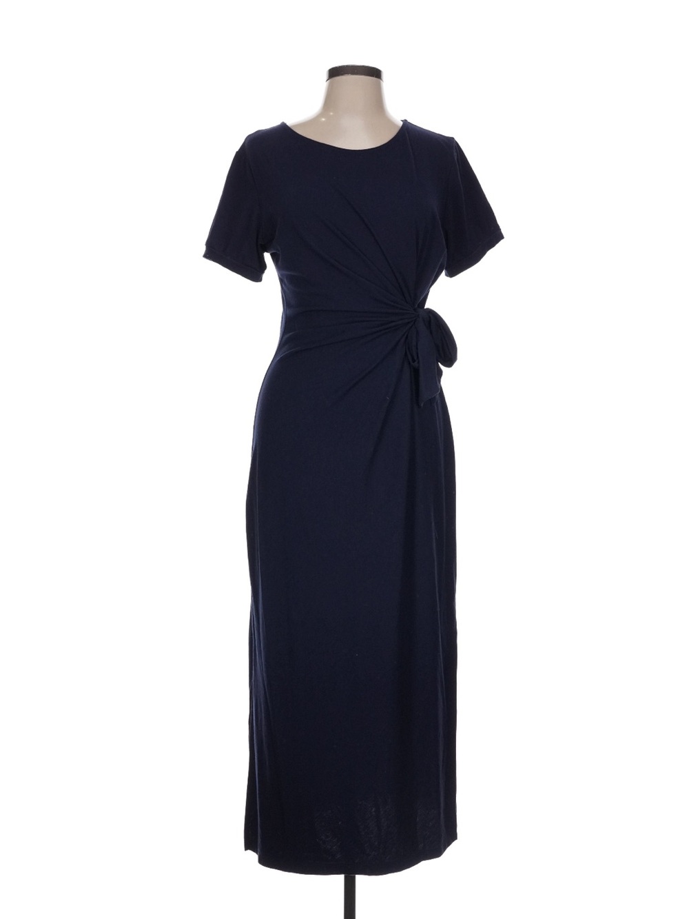 nine britton Navy Short-Sleeve Tie-Waist Maxi Dress